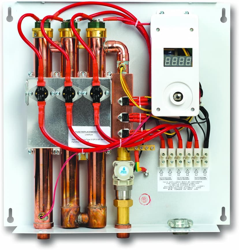 EcoSmart ECO 24 24 KW at 240-Volt Electric Tankless Water Heater with Patented Self Modulating Technology, 17 x 17 x 3.5