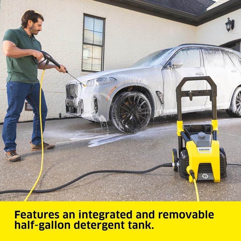 Kärcher Pressure Washer K1800PS, Max 2250 PSI, 3 Spray Nozzles, Detergent Tank, For Cars, Driveways, Siding, Patios, 1.46 max. GPM