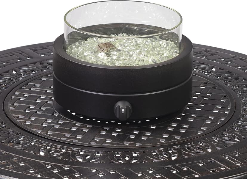 Amazon Basics 14 in 9,000 BTU Round Tabletop Propane Gas Fire Pit, Brown