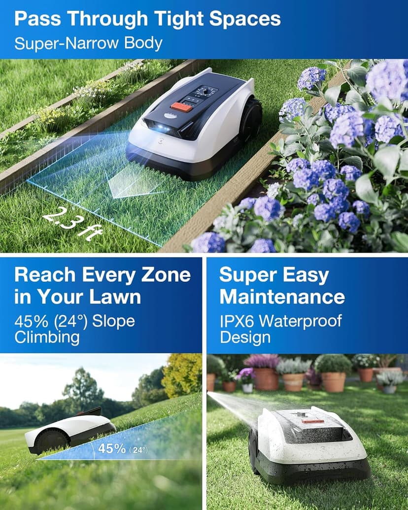 ECOVACS Goat O1000 RTK Robot Lawn Mower, 1/4 Acres Lawn Perimeter Wire Free RTK&Vision Robotic Lawnmower, Automated Mapping, APP Control, 3D Obstacle Avoidance, Zero-Edge Cutting