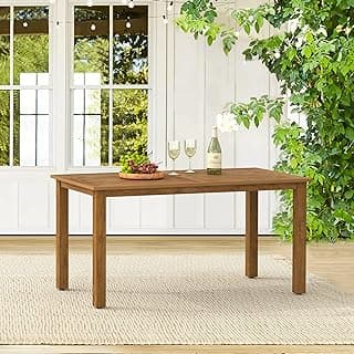 6-Person HDPS Outdoor Dining Table, Weather-Resistant Rectangle Patio Dining Table, 500 LBS, Outdoor Patio Table for Outside Indoor, Garden, and Backyard, Teak Color-Oil Printed