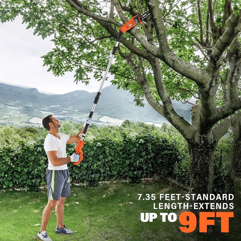 MAXLANDER 8-Inch Electric Pole Saw Corded - 6 Amp Pole Saws for Tree Trimming, Lightweight & Efficient Pole Saw - Easy Tree Trimming & Tool-Free Setup