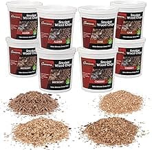 Camerons All Natural Extra Fine Cut BBQ Wood Chips - 2 Alder, 2 Cherry, 2 Oak, 2 Hickory (8 Pints, 0.473L ea)- Sawdust Shavings for Smoking Guns, Smokers, Smoke Boxes, Grill- Barbecue Variety Gift Set