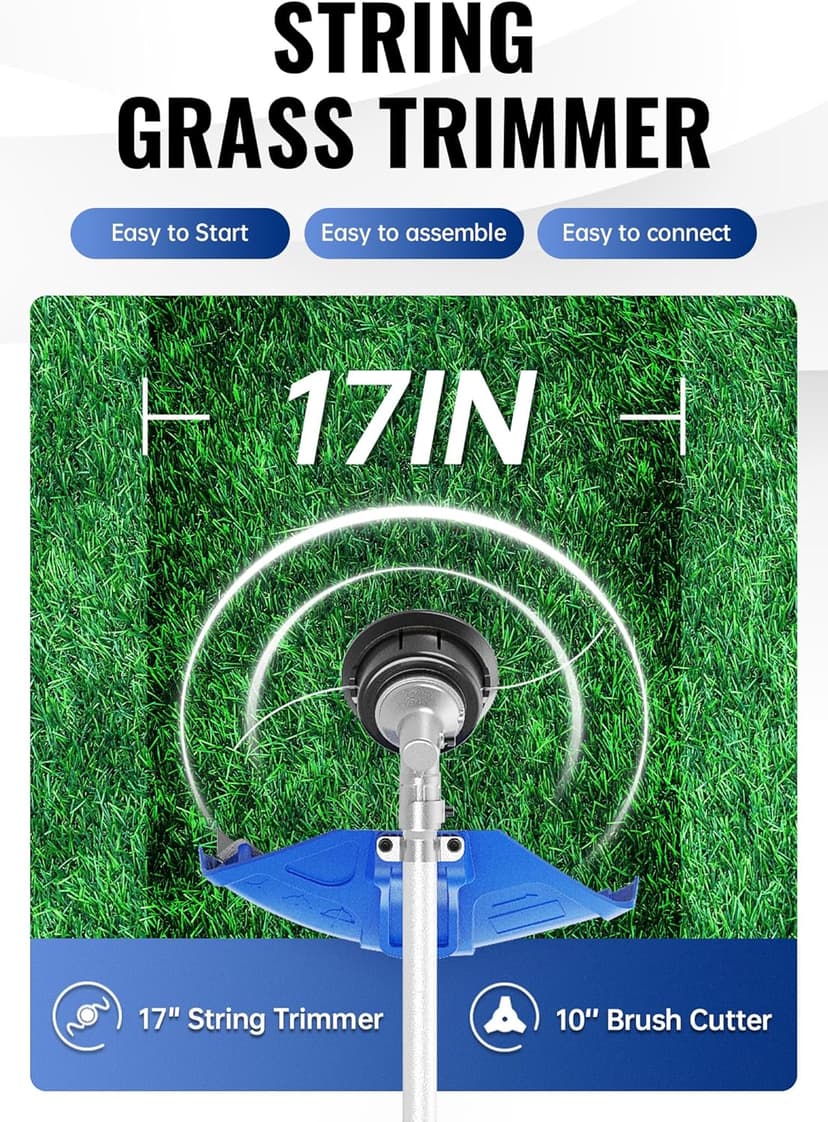 2-in-1 Yard Care System, 31cc, 4-Cycle Gas Engine Straight Shaft Multi-Tool with Brush Cutter, String Grass Trimmer and Shoulder Harness
