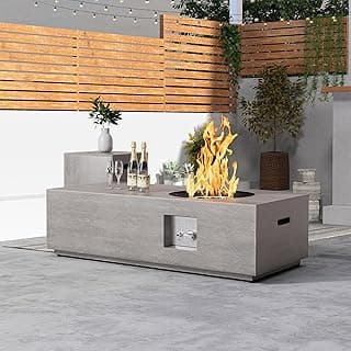 48" Propane Fire Pit for Backyard with Round Burner - 50,000 BTU Fire Pit Table with Lid, Rocks, Cover & Tank Storage - Outdoor Gas Fireplace for Patio and Deck (Grey, 48" Standard)