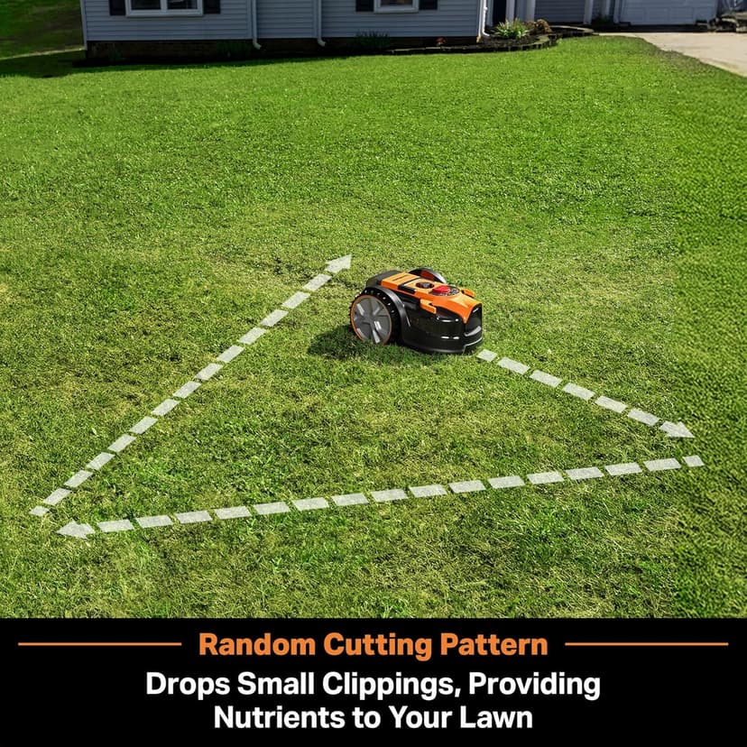 LawnMaster OcuMow™ VBRM601YCM MAX Perimeter Wire Free Robot Lawn Mower Cuts Small Lawns 2000-3500 Square Feet with Optical Navigation, Obstacle Avoidance, Low Noise and No Go Function