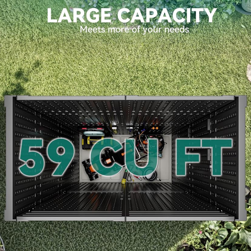 YITAHOME 59 cuft Outdoor Vertical Storage Shed, Tall Storage Shed Outdoor w/o Shelf, Outdoor Waterproof Storage Cabinet for Garage, Pool Storage, Garden Shed Outdoor Storage, Dark Gray
