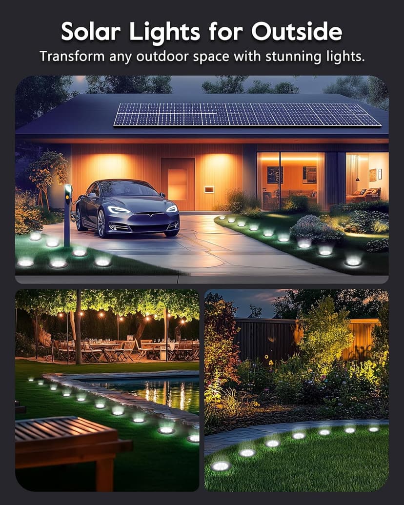 Brightown Solar Lights Outdoor Waterproof, 12 Packs LED In-Ground Lights Outdoor Solar Lights for Yard Patio Garden Lawn Deck Outside Pathway Walkway Sidewalk, White