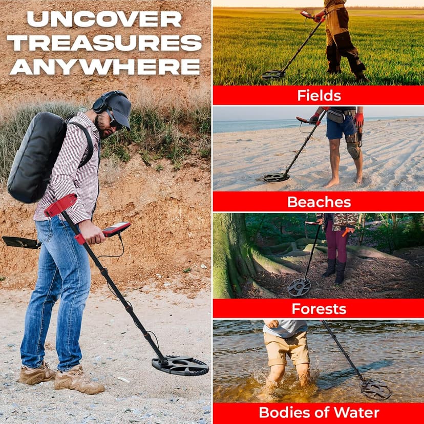 Metal Detector for Adults with Pin Pointer - Waterproof Metal Detector, Pinpointer with 5 Modes, Headphones, Bag, Dagger,Adults Professional, Beach, ip68 Coil,Gold Detector