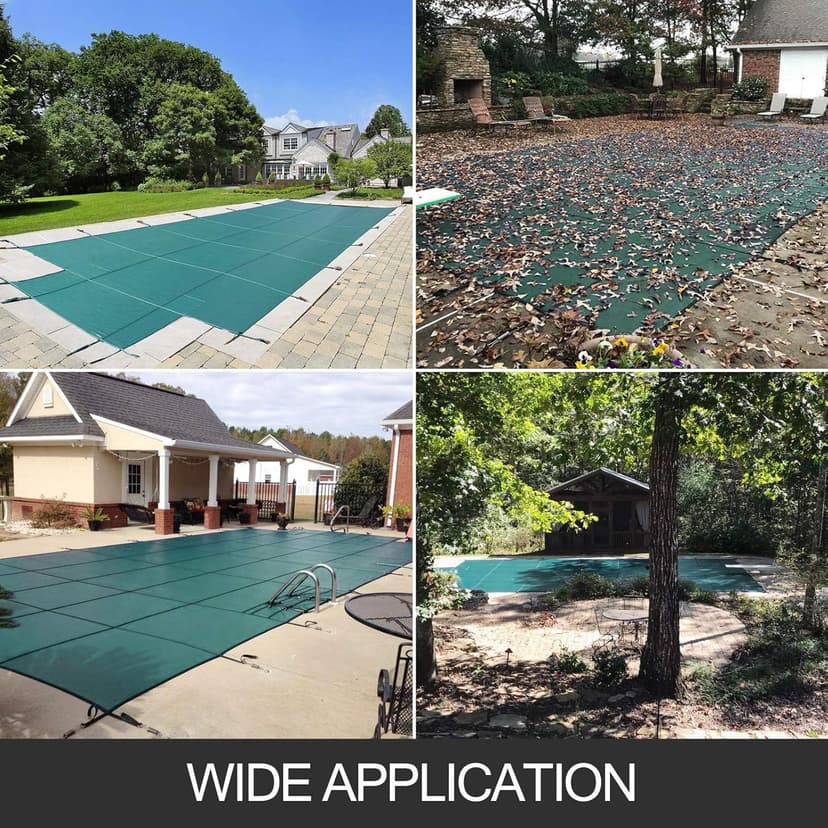 VEVOR Inground Pool Safety Cover 18' x 36' Rectangle with 4x8ft Center End Step, Safety Pool Covers Green Mesh, 15-Year Warranty, Triple Stitched, MAX Strength Winter Safety Cover for Children & Pets
