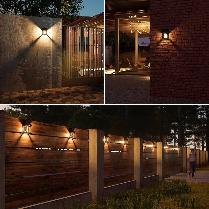 Outdoor Solar Wall Lights - 2 Pack Solar Waterproof Brighter Porch Wall Square Lights with 3 Modes & Motion Sensor Front Fence Lantern Lights for Outside,Backyard,Garage Decorative