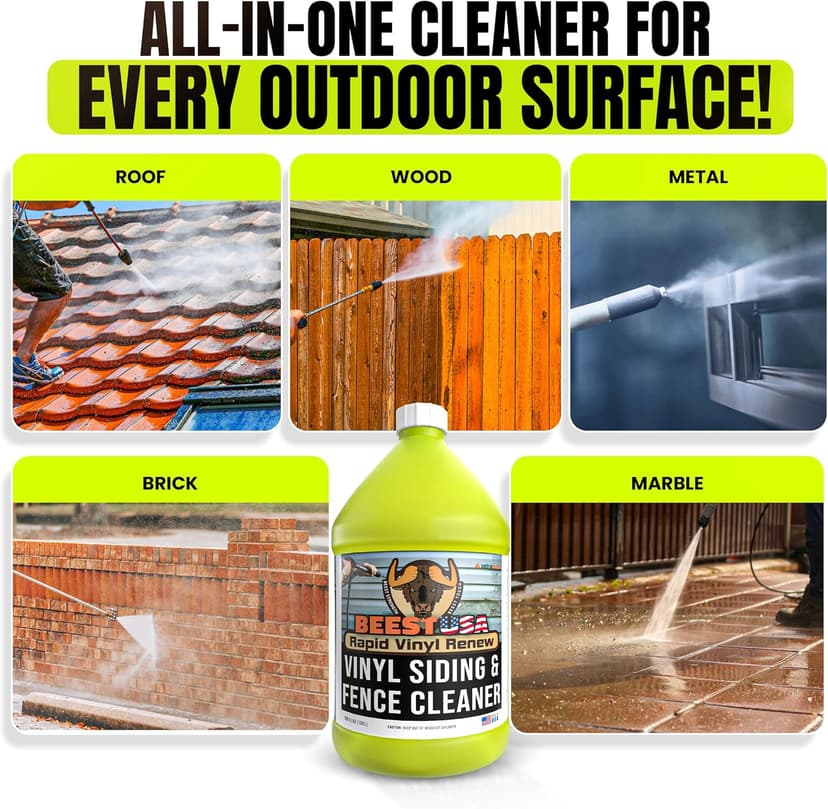 BEEST Vinyl Siding Cleaner for House Wash, 1 Gallon Makes Upto 26 Gallons of Multi-Surface Outdoor Cleaner - Ultra Concentrated Pressure Washer Soap for Siding, Fence, Brick, Concrete & More