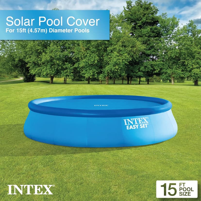 INTEX 28013E Solar Pool Cover: for 15ft Round Easy Set and Metal Frame Pools – Insulates Pool Water – Reduces Water Evaporation – Keeps Debris Out – Reduces Chemical Consumption