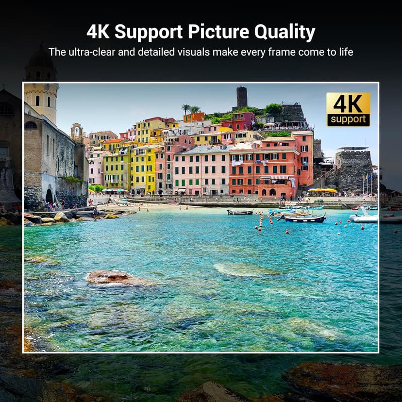Official Licensed Netflix Smart Projector, HAPPRUN Projector 4K with Wifi and Bluetooth, DoIby Audio, Built-in Apps, Native 1080P 1000ANSI, Electric Focus, Portable Projector for Home Cinema, Bedroom