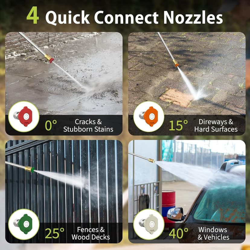 Pressure Washer, Adjustable 5000 Max PSI 2.5 Max GPM, Power Washer with 33 FT Hose Reel, Steel Wand, 500ml Foam Cannon, 4-Nozzle Set, Electric Pressure Washer for Cars, Fences, Patios