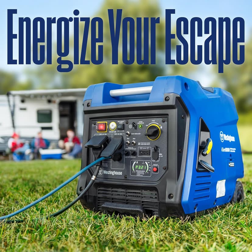 Westinghouse 5000 Peak Watt Super Quiet Portable Inverter Generator, Remote Electric Start with Auto Choke, Wheel & Handle Kit, RV Ready, Gas Powered, Parallel Capable