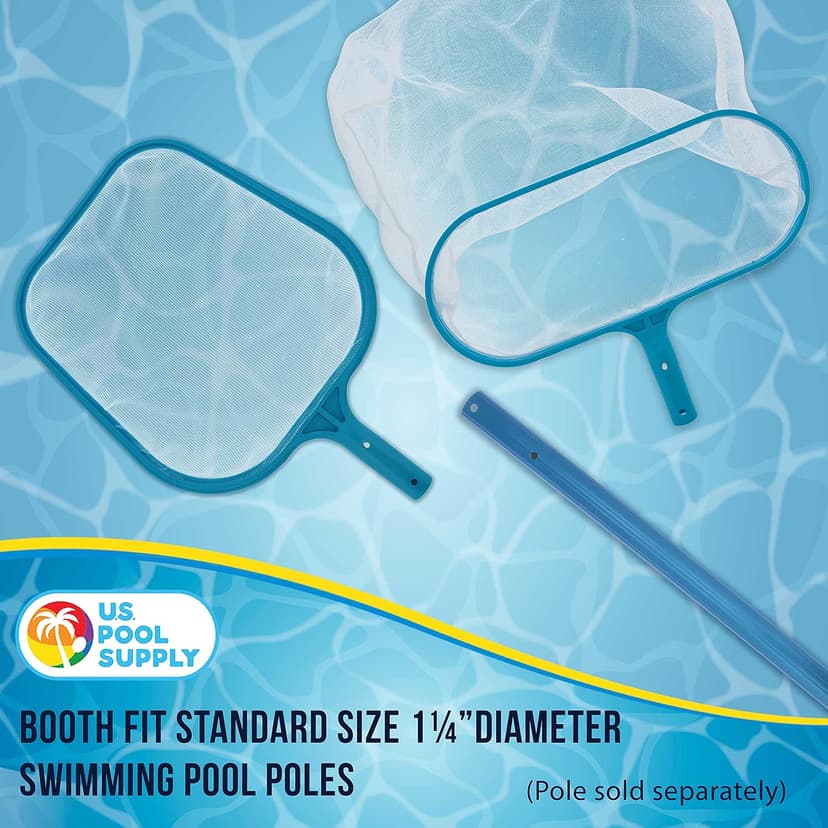 U.S. Pool Supply Professional Swimming Pool Leaf Skimmer Net and Leaf Rake Net Set - Cleans Out Debris Fast, Pool Maintenance - Clean Pool Liners, Spas, Ponds and Kids Inflatable Pool