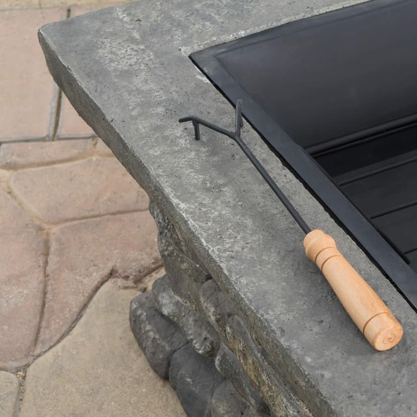 Christopher Knight Home Corporal Natural Stone Square Fire Pit, Light Gray