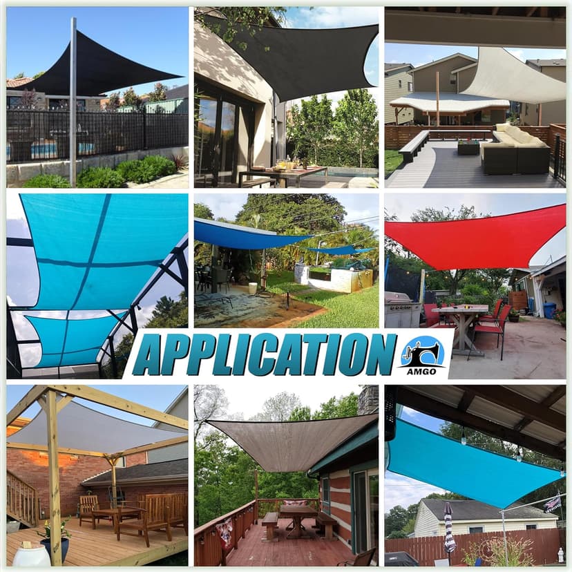 Amgo 14'x14' Beige Square Sun Shade Sail Canopy Awning, UPF50+ AGTAPS14, 95% UV Blockage, Water & Air Permeable, Commercial and Residential, 3 Years Warranty (We Make Custom Size)