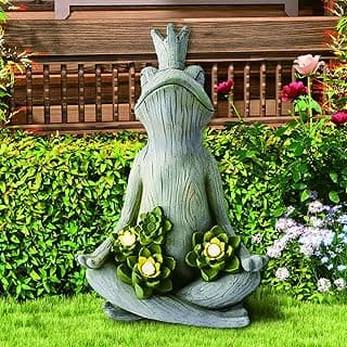 Eco-Friendly Solar Lights with LED Garden Statue Yoga Frog Sustainable Eco-Friendly Solar Lights with LED Sustainability Sculpture Courtyard Balcony Home Decoration（20" Tall