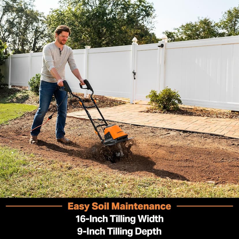 LawnMaster TE1016M Electric Tiller 10-Amp, 16-Inch,Green