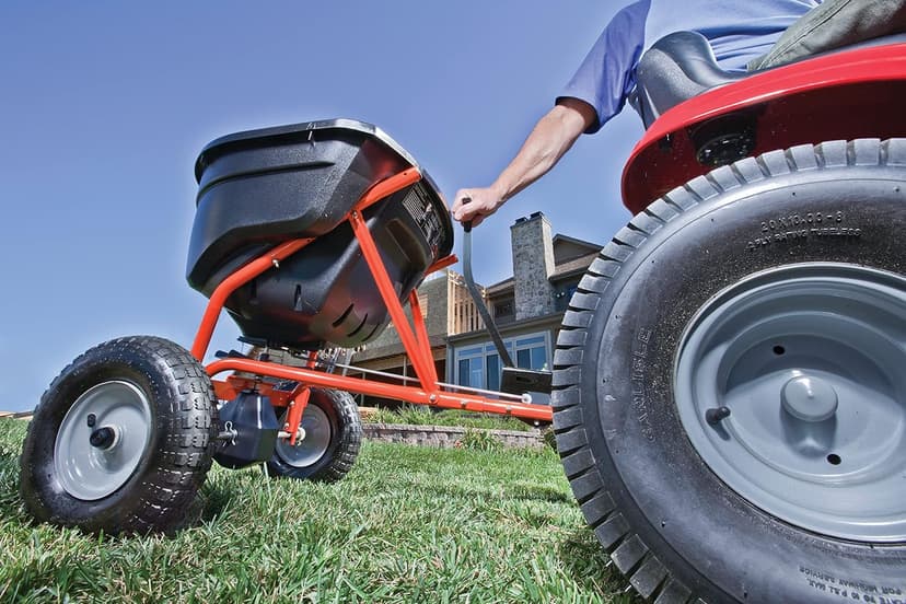 Agri-Fab 45-0463 130 lb. Tow-Behind Lawn & Garden Broadcast Spreader for Seed,Fertilizer,Salt,Ice Melt; Easy to use Flow Control from Seat of Riding Lawn Mower