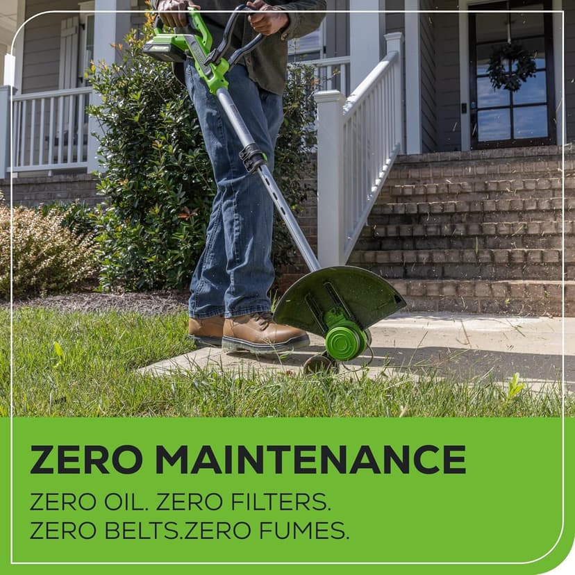 GreenWorks 24V Cordless String Trimmer/Edger (Gen 2), 12" Cutting Width, Ultra-Light 6 lbs Design, Women & Senior-Friendly, 2.0Ah Battery & Charger