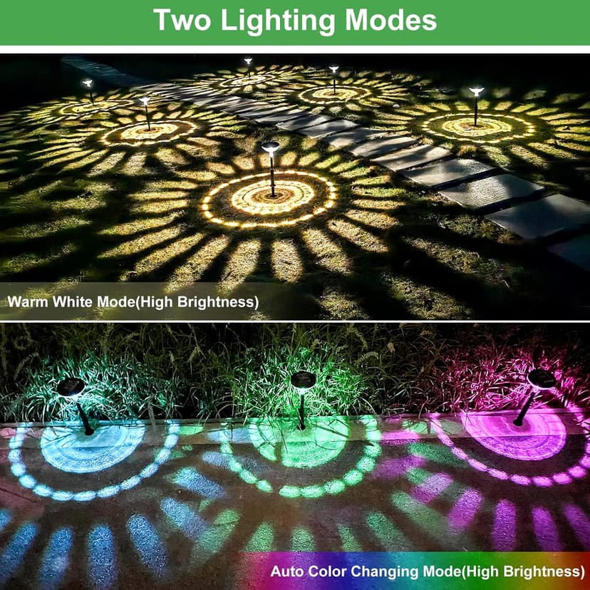 Nupostai 8 Pack Solar Pathway Lights, Multicolor & Warm White LED, IP67 Waterproof, Outdoor Garden Yard Lawn Landscape Decorative
