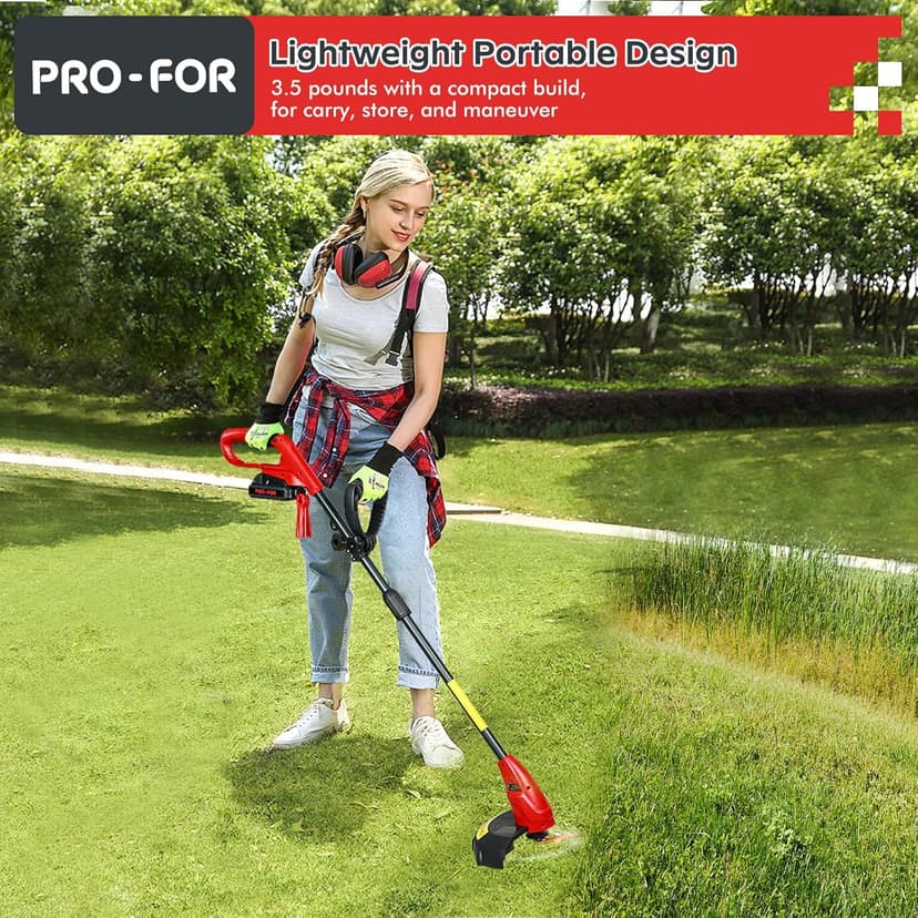 20V Max Cordless Grass Trimmer with Nylon Blade, 2-in-1 Stringless Trimmer & Lawn Edger, Lightweight Weed Wacker for Efficient Yard Maintenance