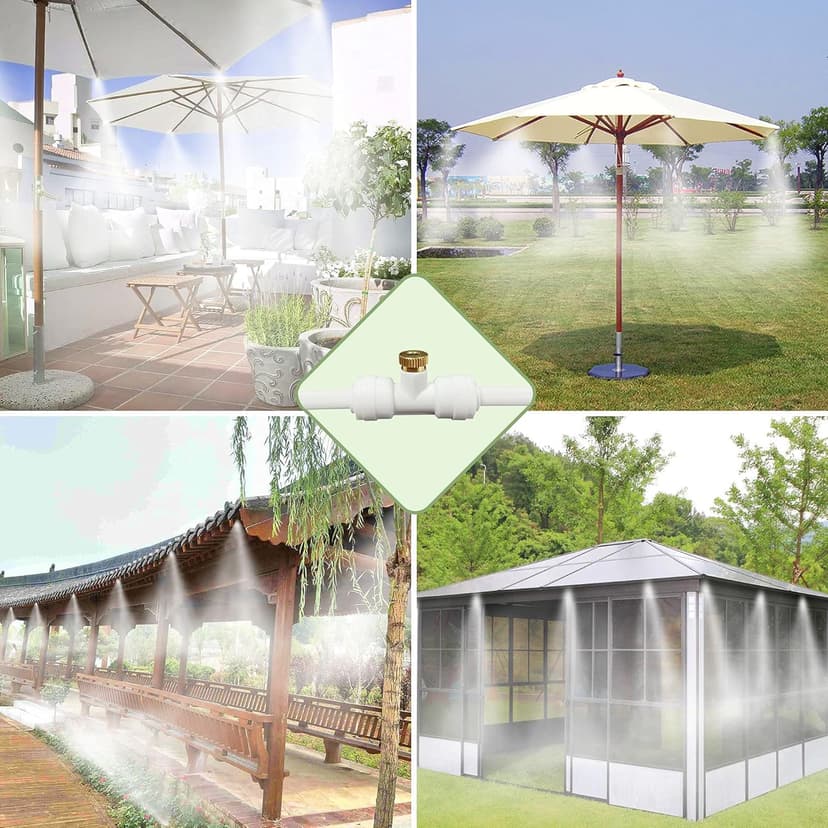 Misters for Outside Patio,Misting System for Cooling Outdoor,50Ft (15M),Water Mist Hose DIY Kit for Porch,Canopy,Deck,Umbrella,Garden,Greenhouse,Yard,Plants,Trampoline Sprinkler Accessories for Kids