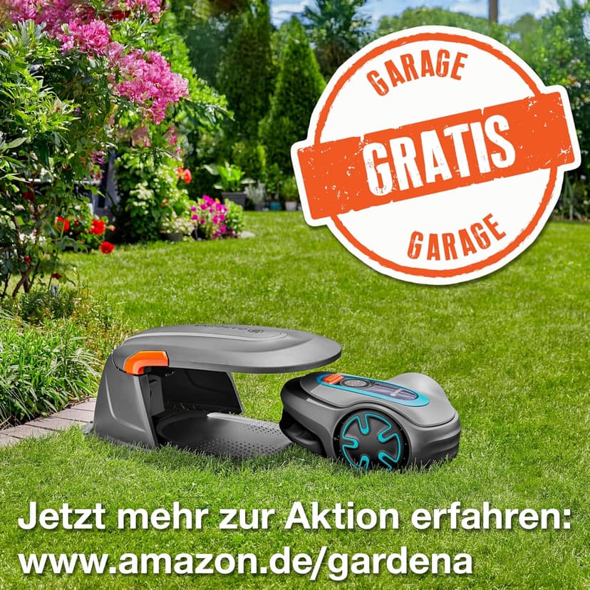 GARDENA 15201-20 SILENO Minimo - Automatic Robotic Lawn Mower with Bluetooth app, Boundary Wire - for lawns up to 2700 Sq Ft, Made in Europe, Grey