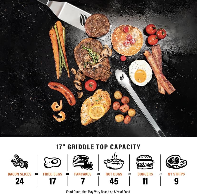 BLACKSTONE 1814 Stainless Steel Propane Gas Portable, Flat Top Griddle Frill Station for Kitchen, Camping, Outdoor, Tailgating, Tabletop, Countertop – Heavy Duty & 12, 000 BTUs, 17 Inch, Black