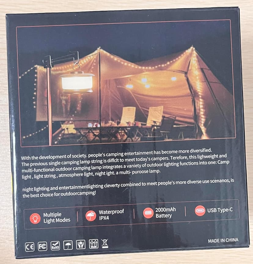 HOKONE Camping String Lights, 32.8FT 22 Lighting Modes Waterproof Rechargeable Quick Storage Portable Tent Lights Perfect for Spring Night Camping, Outdoor, Indoor, Party, Patio, Garden, Holiday Decor