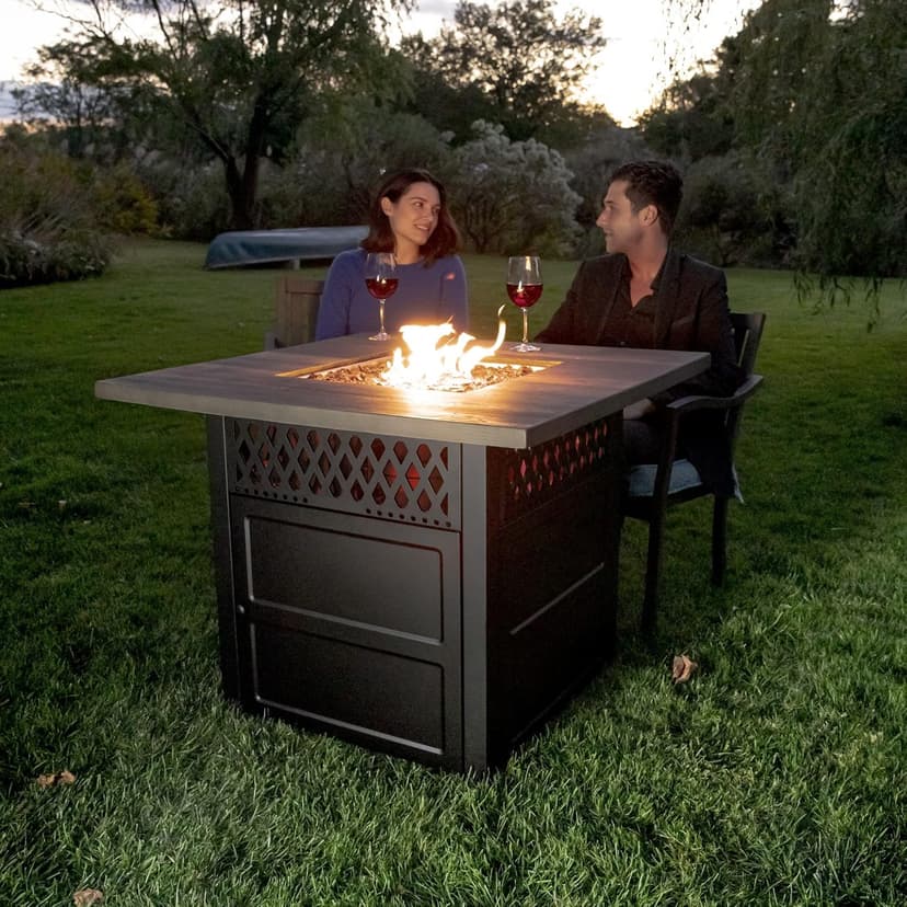 DualHeat by Endless Summer, The Harris, 38" Square Propane Gas Outdoor Fire Pit/Patio Heater