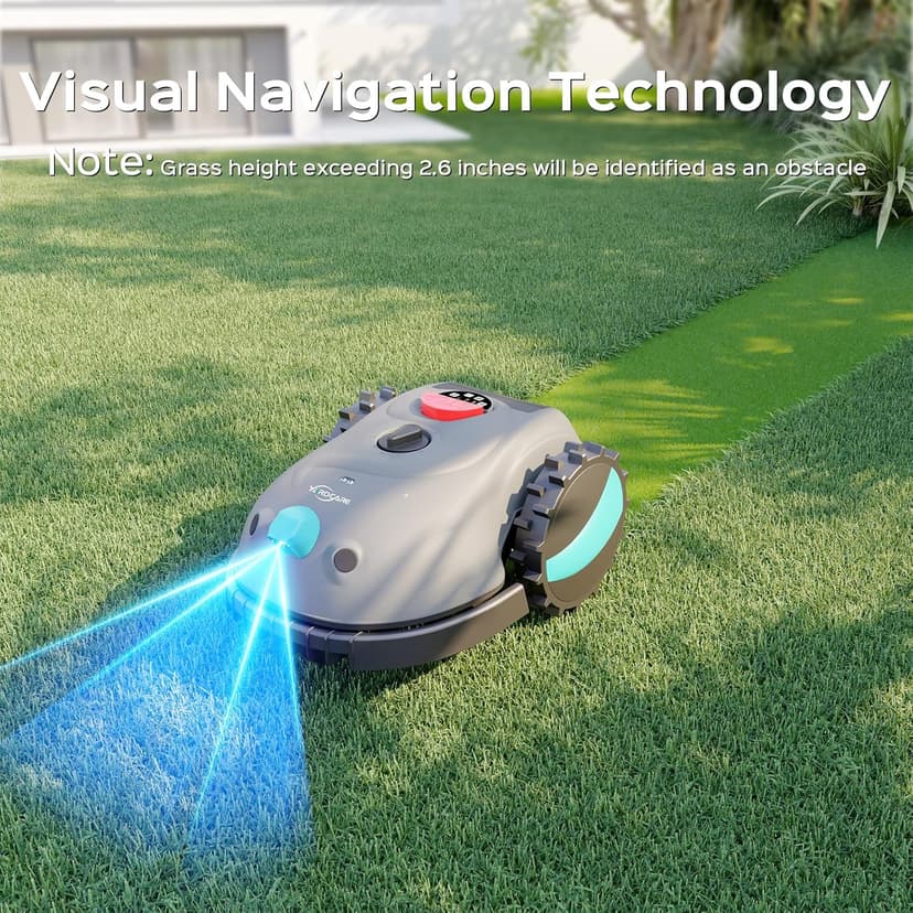V100 Robotic Lawn Mower with Visual Navigation, Smart Obstacle Avoidance, Adjustable Cutting Height, Low Noise – Ideal for Small Lawns