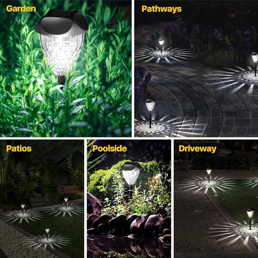 Ensenior 12-Pack Solar Lights Outdoor, Auto ON/Off 6500K LED Solar Garden Lights for Pathway, Yard, Patio, Walkway, Planter, Waterproof, Energy-Efficient Landscape Lighting