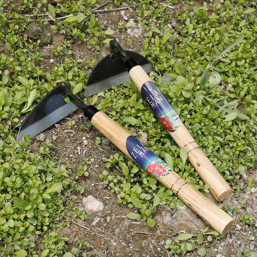 Garden Weeding Sickle/Hand Hoe, Gardening Cutting Grass Sickle, Japanese Sickle Style Hand Weeder Tool with Thick Blade&Wooden Handle