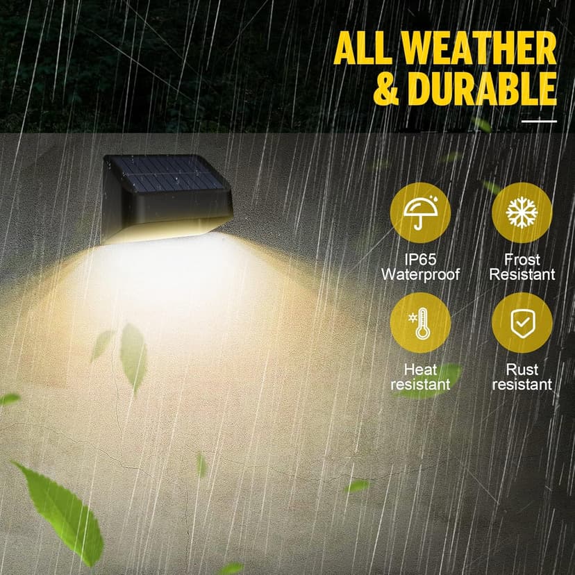 Brighter Solar Fence Lights,Solar Lights Outdoor Waterproof,Warm White and RGB 8 Colors,Dusk to Dawn Deck Light, Outdoor Lighting for Backyard/Railing/Wall/Step/Patio（12 Pack）