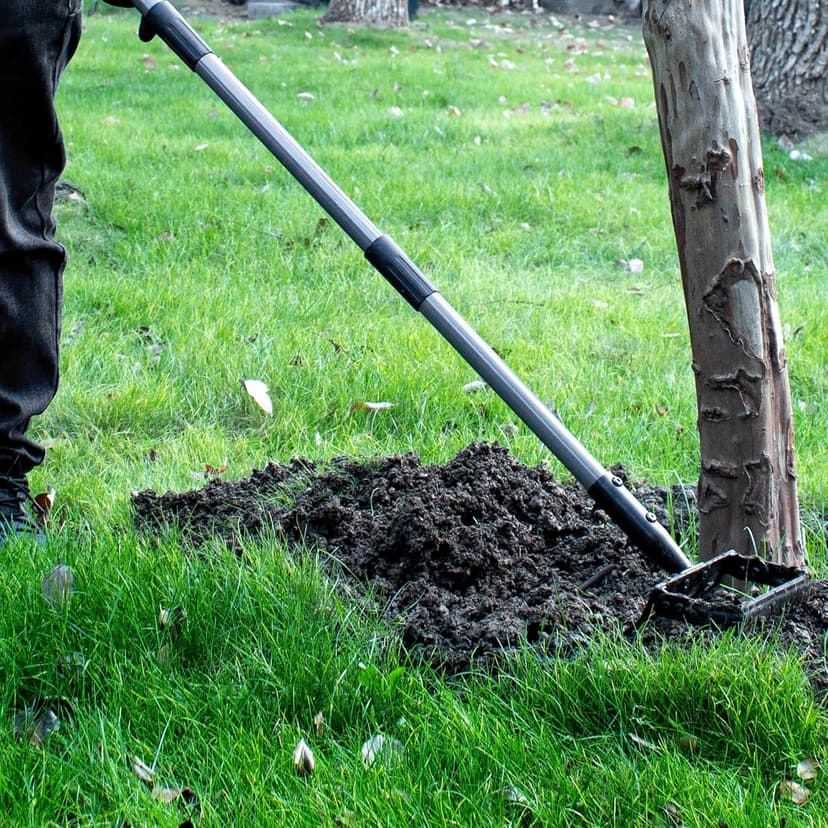 Suchtale 82 Inch Stirrup Hoe and 5-Tines Rake, Action Hoe for Weeding, 2 in 1 Scuffle Hoe with 37-82"Adjustable Handle, Hula Hoe Cultivator for Loosening Soil, Loop Hoe for Garden Weeding and Planting