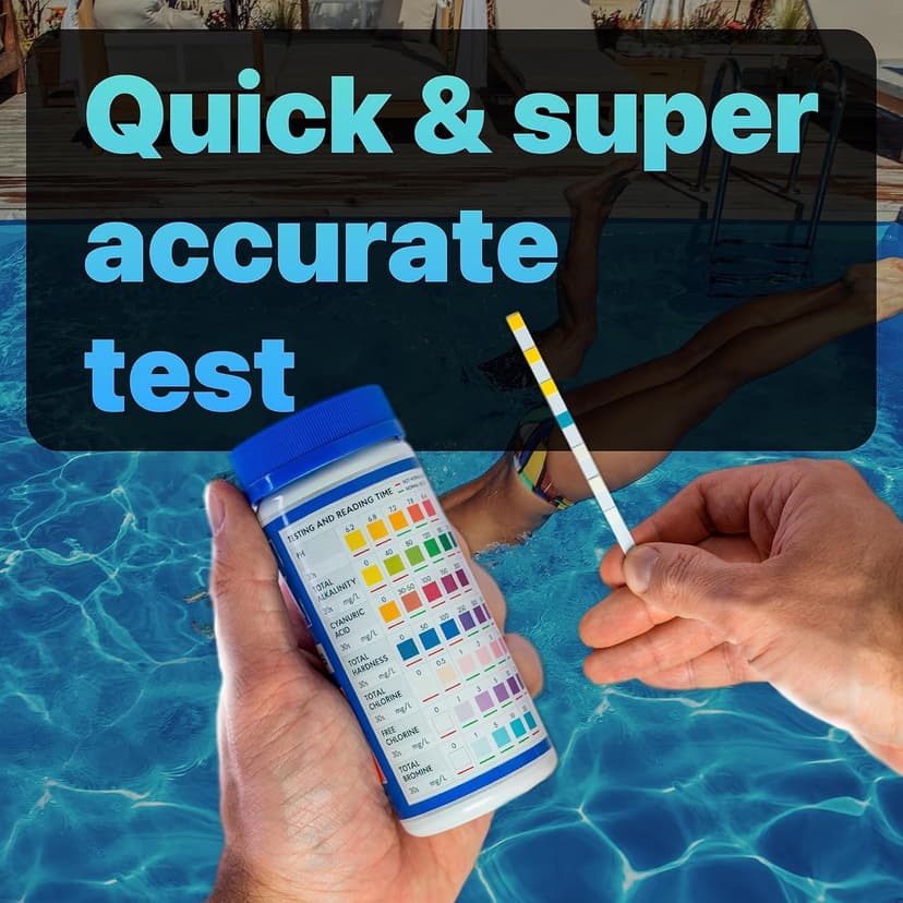 All-New 2024 Pool and Spa Test Strips 7 in 1 Quick SuperAccurate Swimming 150 Pool Test Kit - Hot Tub Test Strips & Pool Water Testing Strips for pH Chlorine Bromine Hardness Alkalinity Cyanuric Acid