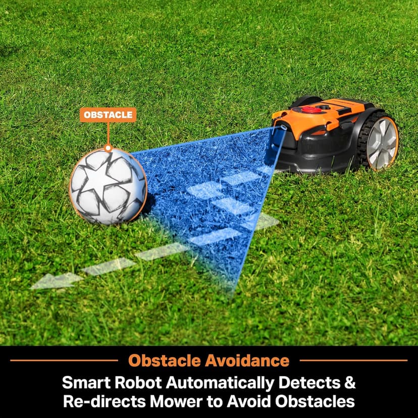 LawnMaster OcuMow™ VBRM601YCM MAX Perimeter Wire Free Robot Lawn Mower Cuts Small Lawns 2000-3500 Square Feet with Optical Navigation, Obstacle Avoidance, Low Noise and No Go Function