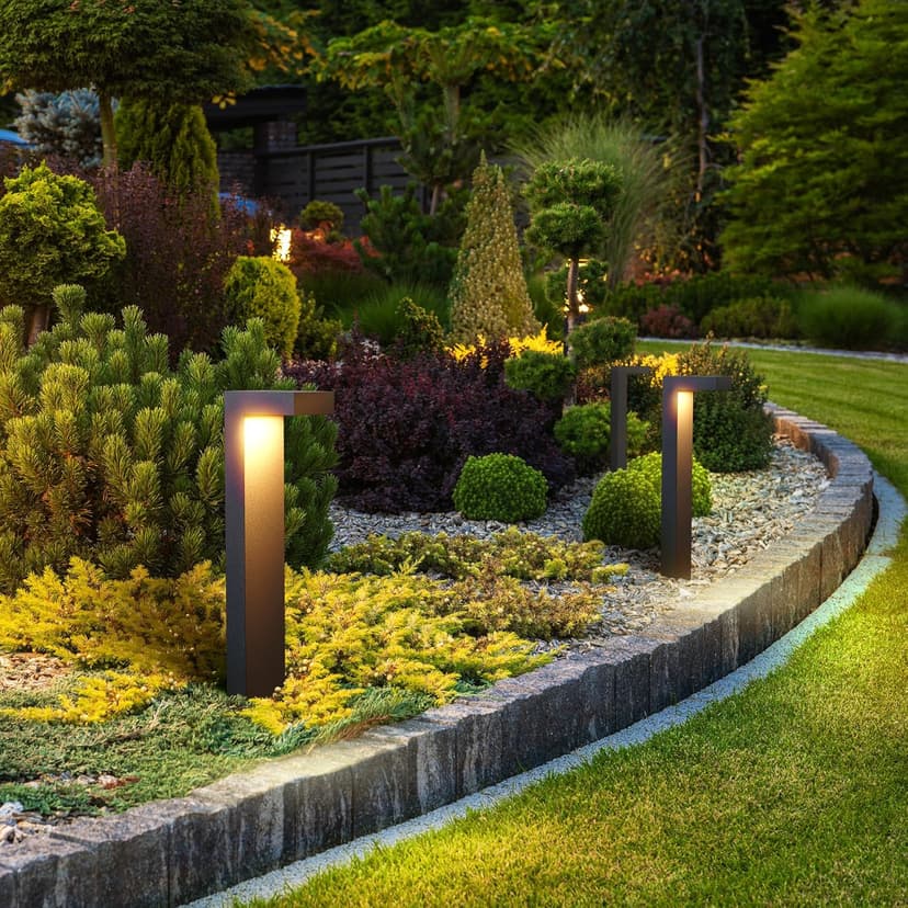 EDISHINE Low Voltage Landscape Lighting, 3000K 3.2W 50,000Hrs Waterproof Outdoor Landscape Path Lights, 12V LED Pathway Lights Wired, CRI80 Modern Aluminum L Shaped for Sidewalk Driveway, 4 Pack
