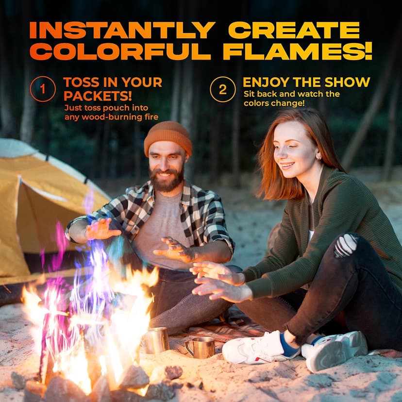 Fire Color Changing Packets Fire Pit (10 Pack) - Perfect for Any Campfire, Bonfire & Outdoor Fireplaces - Perfect Magic Cosmic Mystical Campfire Accessories - Camping Games