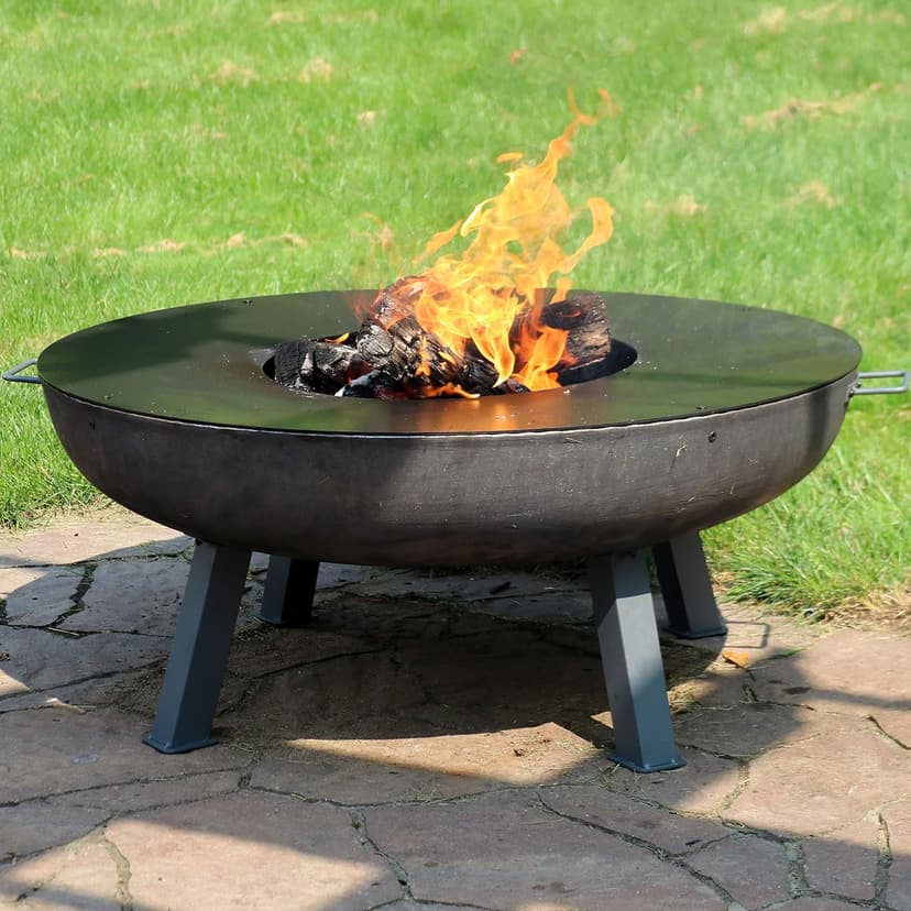 Sunnydaze 40-Inch Cast Iron Fire Pit Bowl with Cooking Ledge - Wood Burning