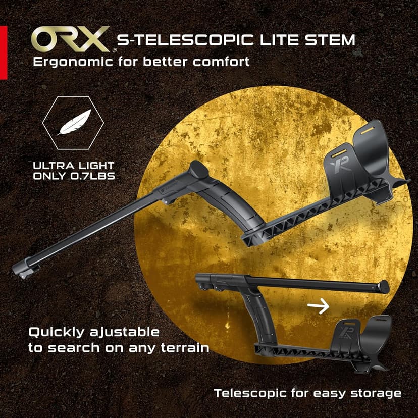 XP Metal Detectors ORX Detector - Specialized in Gold Hunting - with HF Elliptical Coil (9.5x5'') up to 80kHz, Remote Control and S-Telescopic Lite Stem, (ORX-ELLHFRCE)
