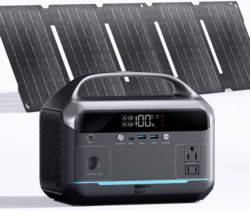 Portable Power Station 90000mAh with 40W Solar Panel, LiFePO4 Battery Station, 2 Up to 600W AC Outlets Solar Generator – Power Bank Perfect for Camping, Emergency, Off-Grid, Travel