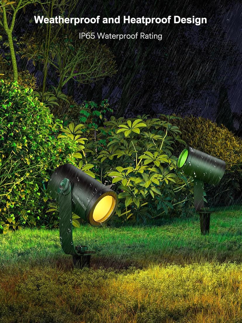 Smart Landscape Spotlights, 4 Pack RGBW Pathway Lights, 2000LM Dimmable, IP65 Waterproof, Compatible with Alexa, Outdoor Decoration