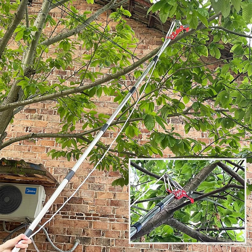 13ft Pole Saws for Tree Trimming, Lightweight Stainless Steel Tree Trimmers Long Handle Pruner, Tree Pruner Extendable, Manual Pole Cutter for Yard Garden Patios Trees Branches Cutting