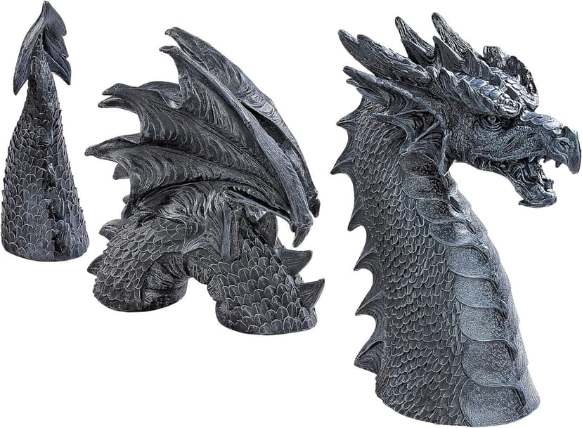 Design Toscano The Dragon of Falkenberg Castle Moat Lawn Garden Statue, 28 Inch Long, 14 Inch Tall, Cast Stone Resin, Gray Stone Finish