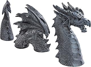 Design Toscano The Dragon of Falkenberg Castle Moat Lawn Garden Statue, 28 Inch Long, 14 Inch Tall, Cast Stone Resin, Gray Stone Finish